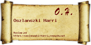 Oszlanszki Harri névjegykártya